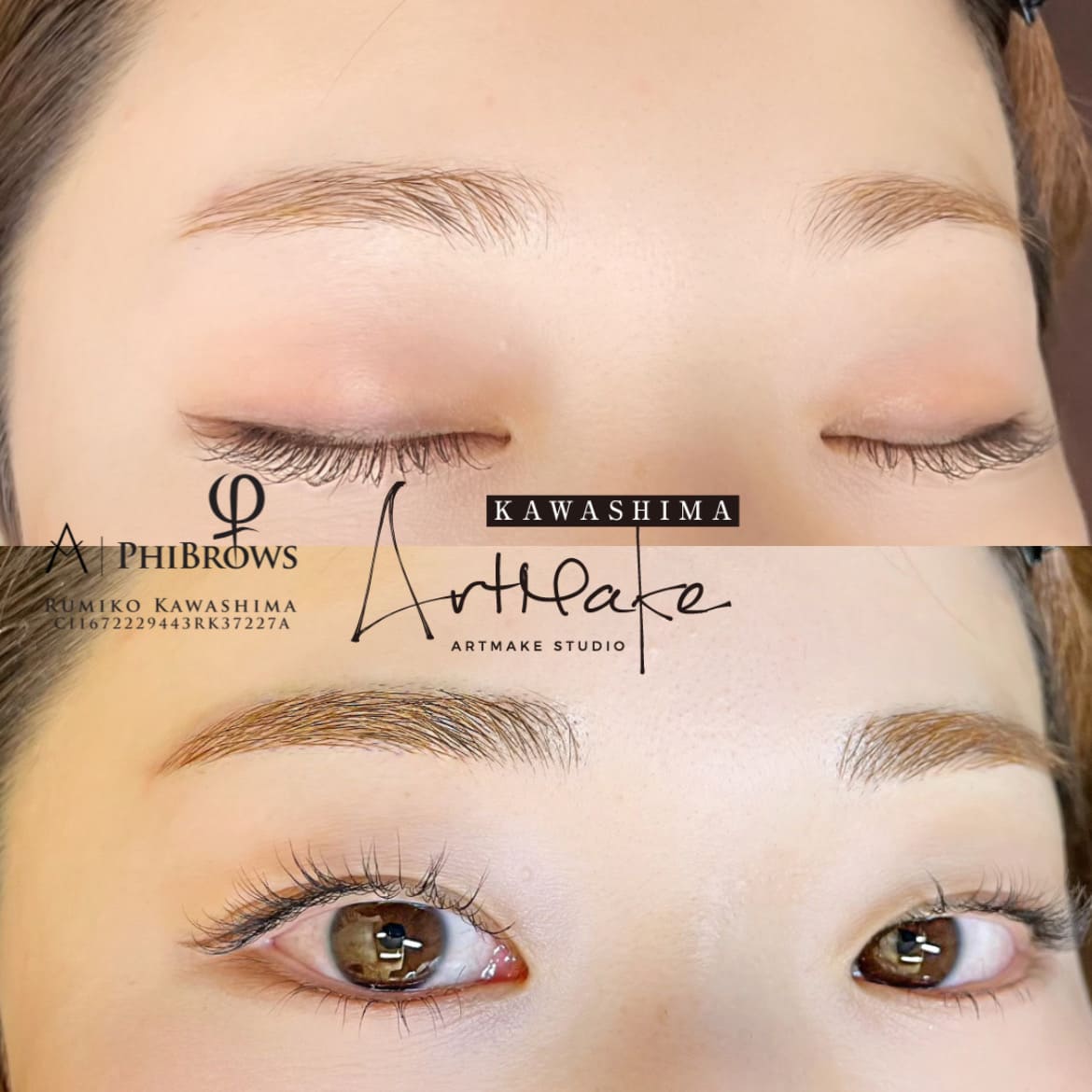 アートメイクスタジオ眉アートメイク症例画像｜毛並み技法｜明るめ平行アーチ