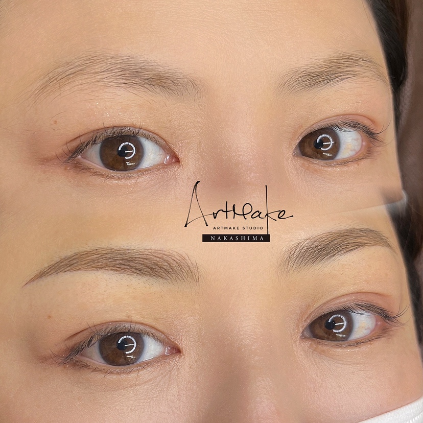 アートメイクスタジオ眉アートメイク症例画像｜毛並み技法｜平行ゆるアーチ眉