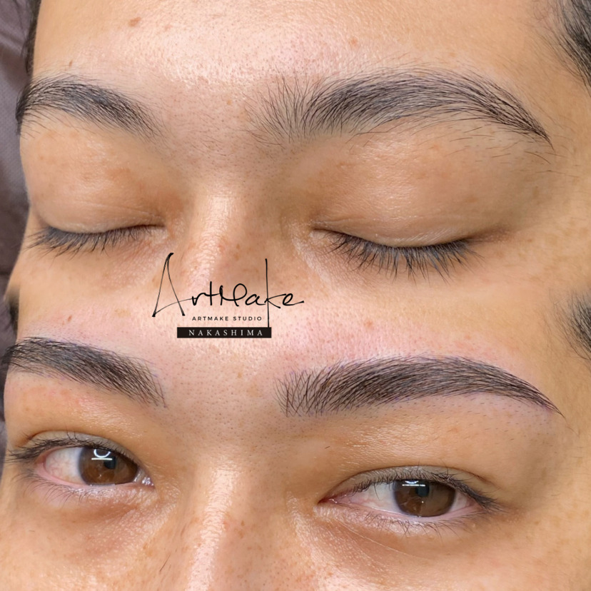 アートメイクスタジオ眉アートメイク症例画像｜毛並み技法｜平行ゆるアーチ眉