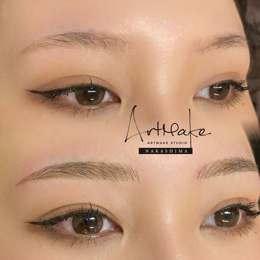 アートメイクスタジオ眉アートメイク症例画像｜毛並み技法｜平行ゆるアーチ眉