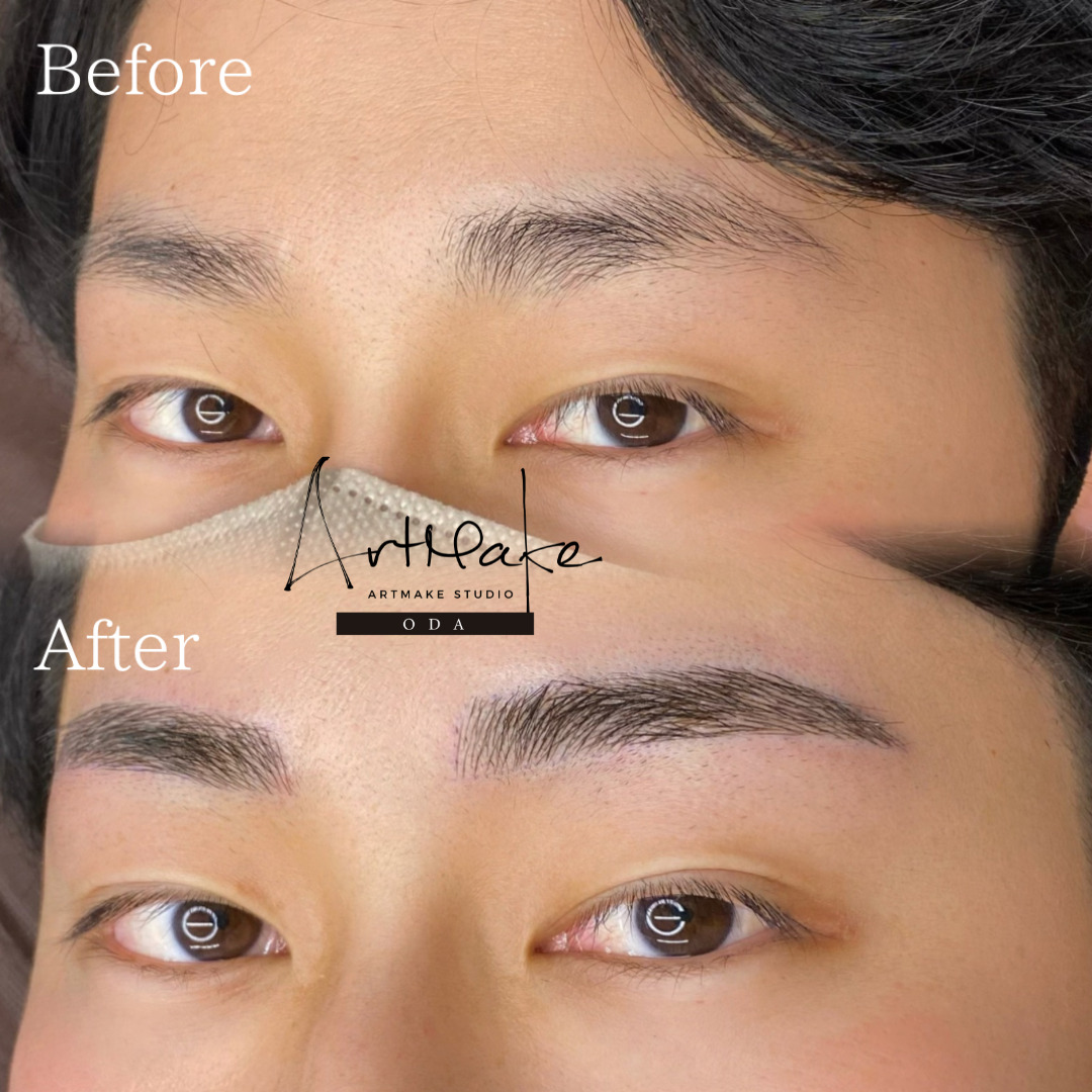 アートメイクスタジオ眉アートメイク症例画像｜メンズアートメイク｜ストレート眉