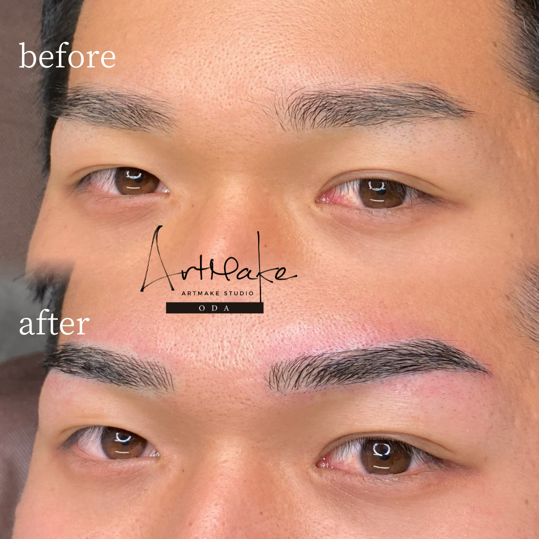 アートメイクスタジオ眉アートメイク症例画像｜メンズアートメイク｜ストレートアーチ眉