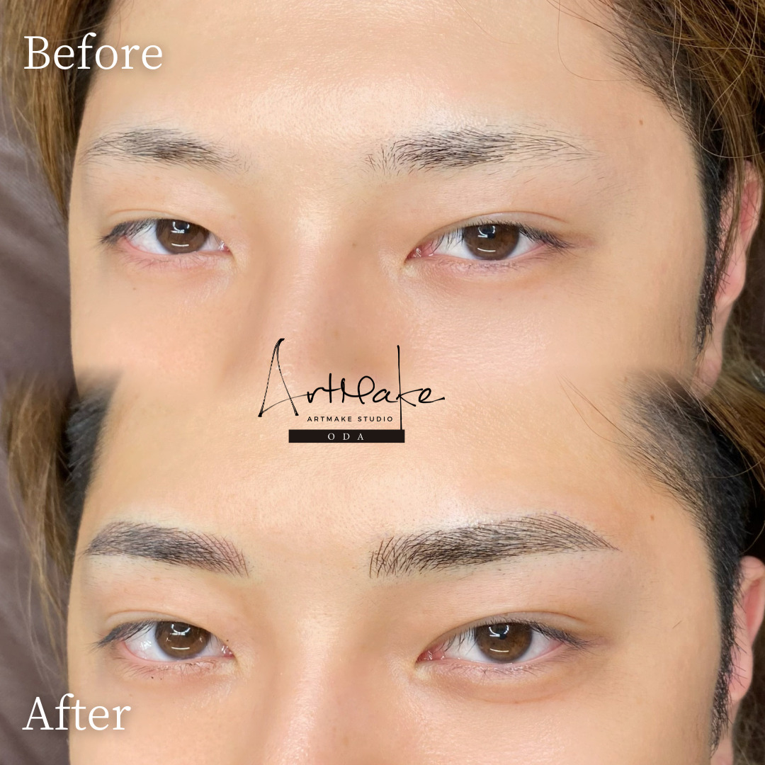 アートメイクスタジオ眉アートメイク症例画像｜メンズアートメイク｜ストレートアーチ眉
