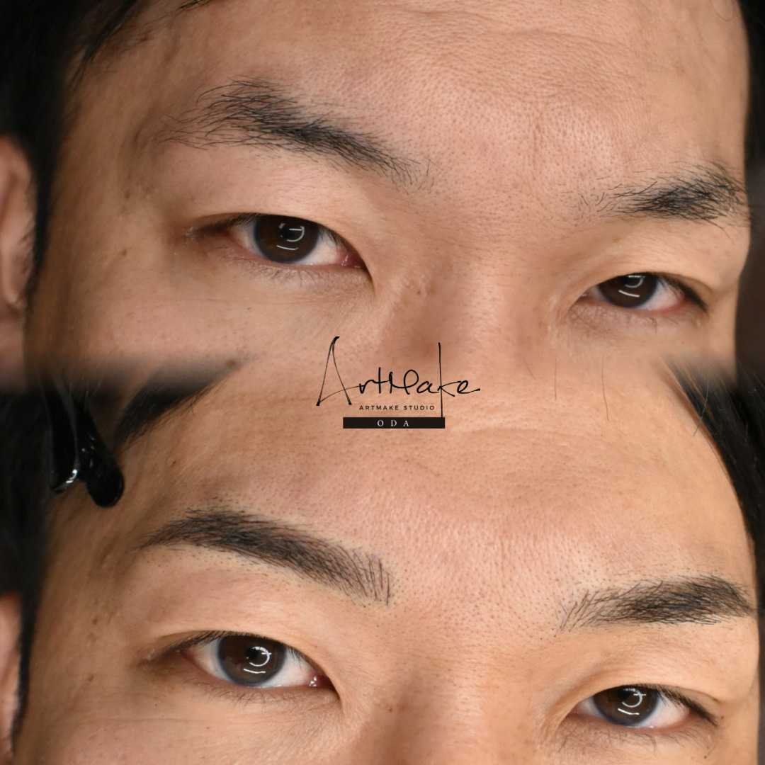 アートメイクスタジオ眉アートメイク症例画像｜メンズアートメイク｜ナチュラルストレート眉