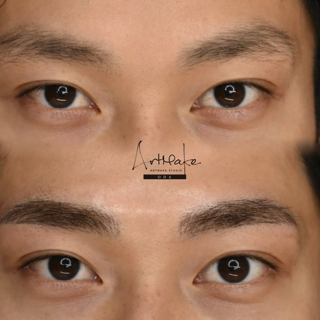 アートメイクスタジオ眉アートメイク症例画像｜メンズアートメイク｜メンズ|ストレートアーチ眉