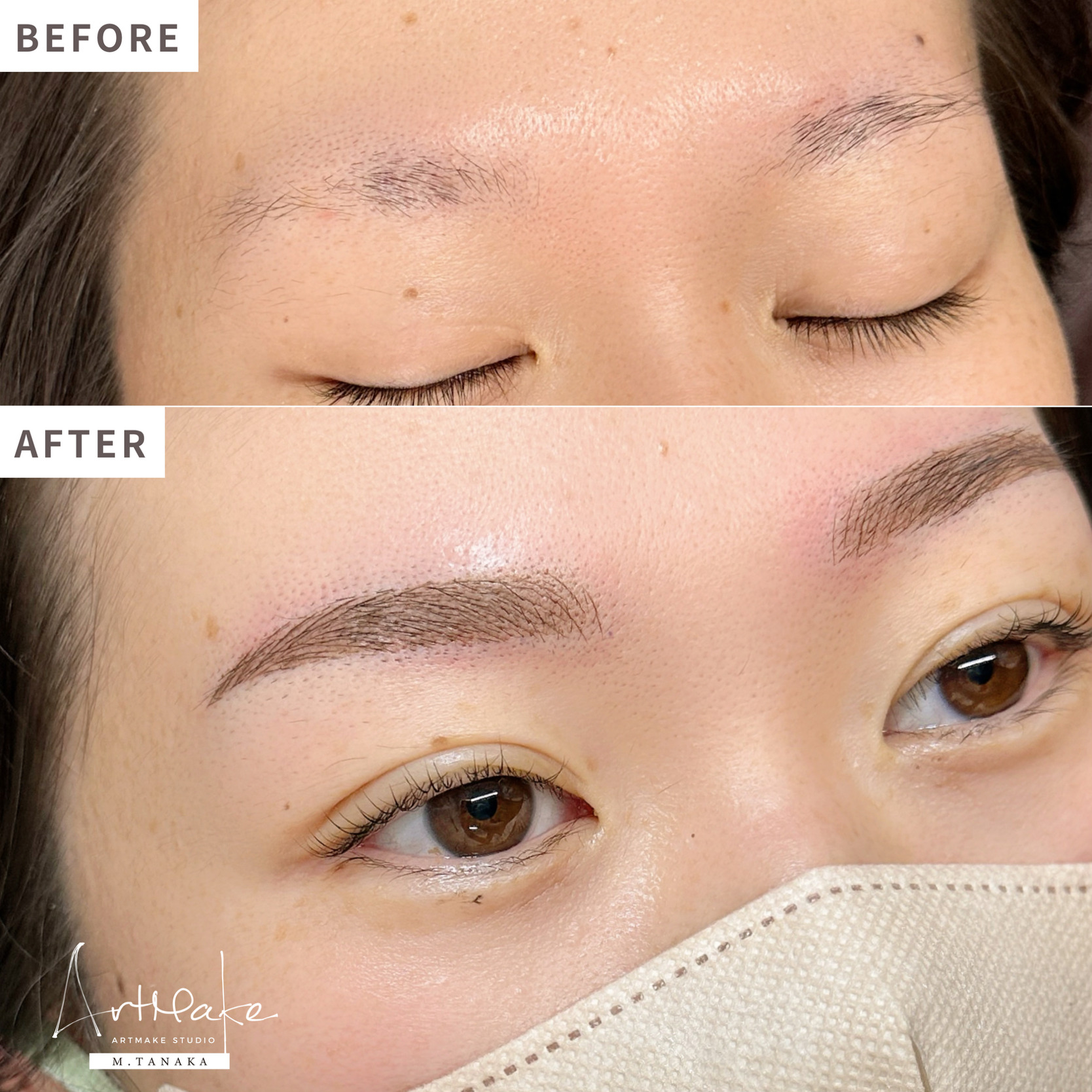 アートメイクスタジオ眉アートメイク症例画像｜ミックス技法｜平行アーチ眉